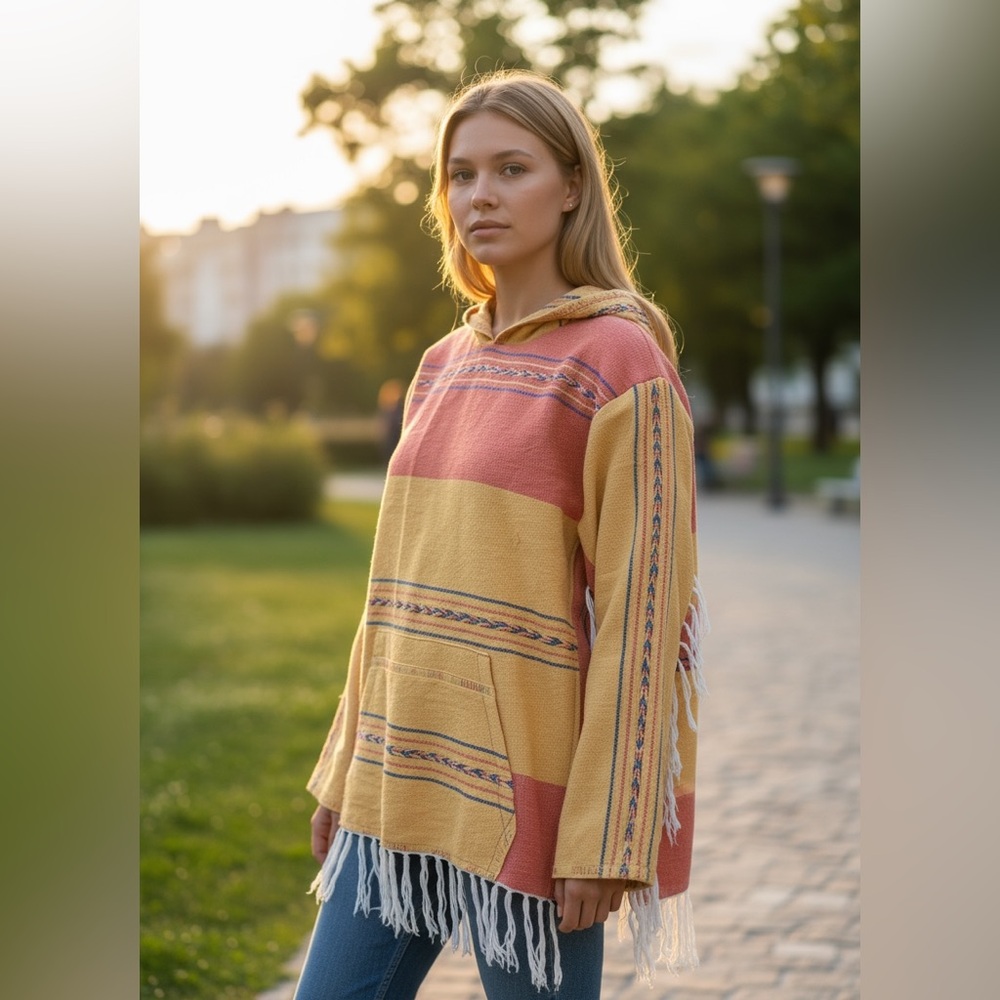 Amazing Handmade by me Boho Fringe Hoodie - one of a kind